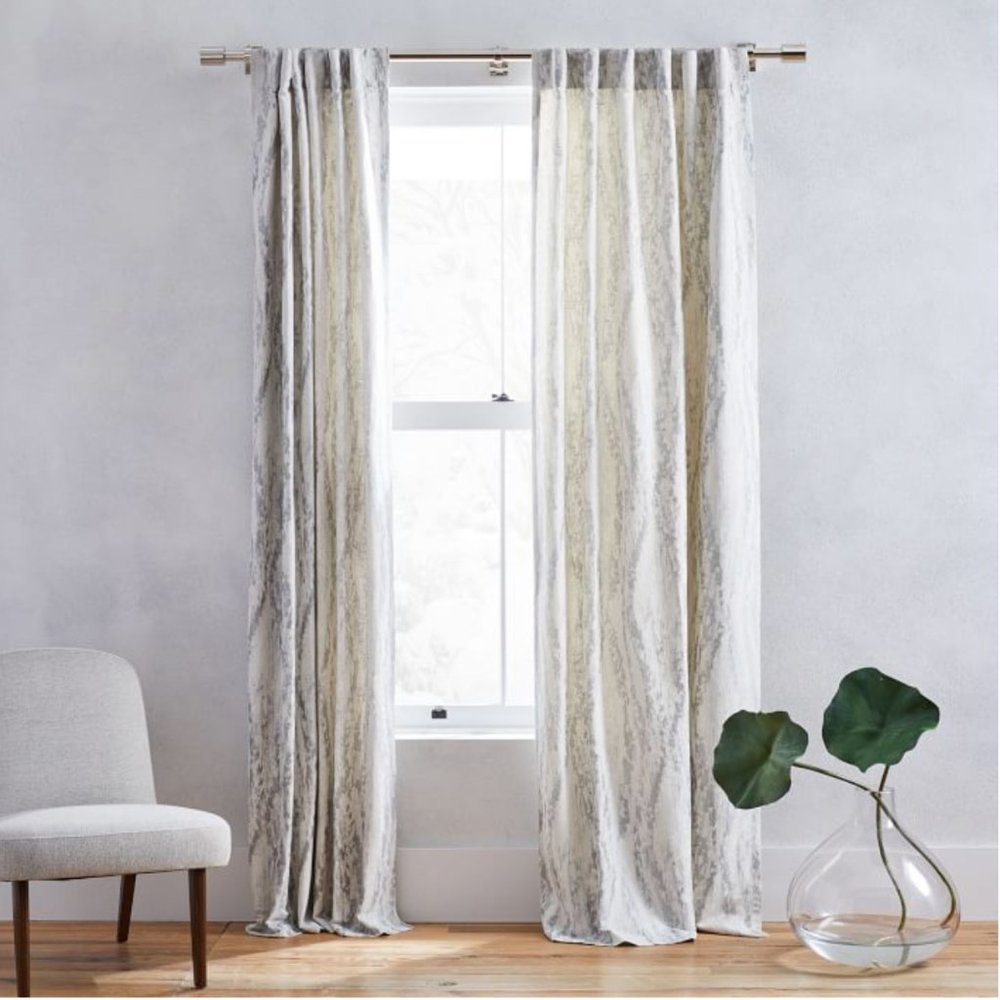 West Elm Blackout Curtains - Bark Texture Shine Jacquard